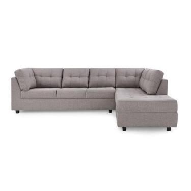 Imagem de Sofá de Canto 6 Lugares Herval Gran, Chaise Esquerda, Linho Bege