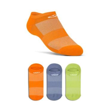 Imagem de Meia Cano Invisível Neon Pacote c/ 3 pares Olympikus, Laranja, 33/38