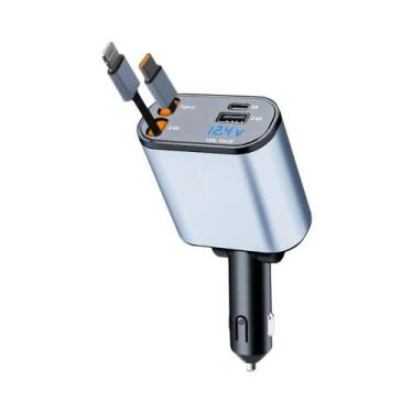 Imagem de Carregador Rápido Para Carro 180W 5-em-1 USB Tipo-C Retrátil Para Tele