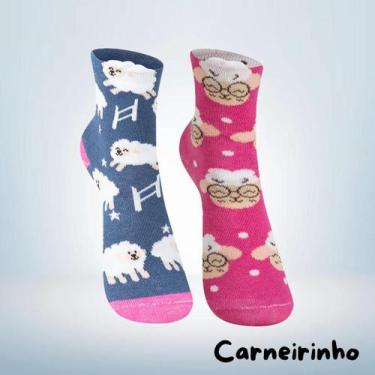 Imagem de Kit 02 Pares de Meia 3D Soquete Divertida Diversos Modelos Menino Meni