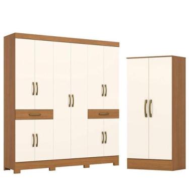 Imagem de Guarda Roupa Casal 10 Portas 02 Gavetas B384 com Armário Multiuso Prim