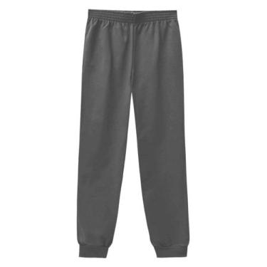 Imagem de Calça de Moletom Infantil Cinza Flanelada com Punho Malwee, 3