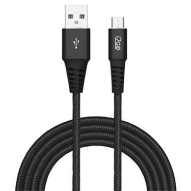 Imagem de Cabo Micro USB I2GO 2m 2,4A Nylon Trançado Preto - Inova 