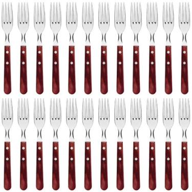 Imagem de Kit 24 Garfos para Churrasco Tramontina Jumbo Inox Cabo Madeira Polywo
