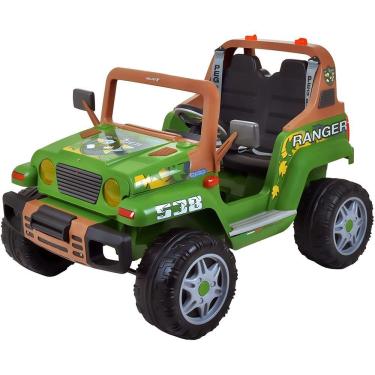 Imagem de Jipe Elétrico Infantil Ranger 538 Bateria 12V para Duas Crianças Verde Peg Perego