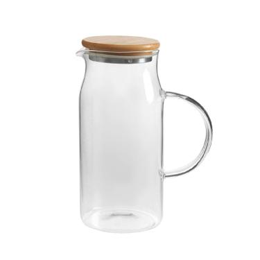Imagem de Jarra Sense 1,15L de Vidro com Tampa de Bambu Natural para Servir Bebidas Ou
