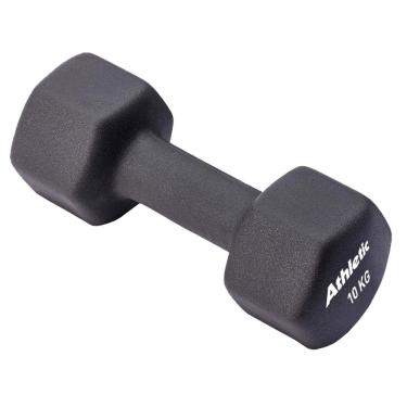 Imagem de Halter Sextavado 10kg em Neoprene para Treino de Musculação em Casa Preto Athletic