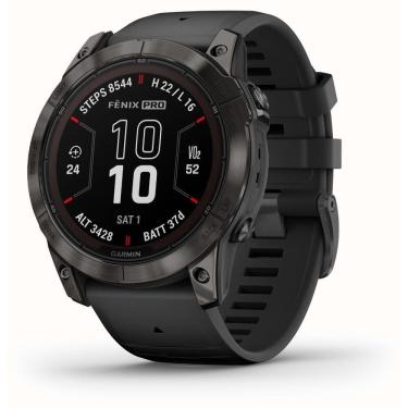 Imagem de Garmin Fenix 7X Pro Solar Safira Titânio Cinza Carbono com Pulseira Preta 51mm