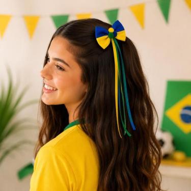 Imagem de Presilha para Cabelo Copa do Mundo com Laço da comemoração - Familly R