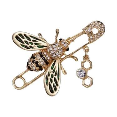 Imagem de Broche De Abelha Unissex Feminino Com Strass E Pérolas, Alfinete De La