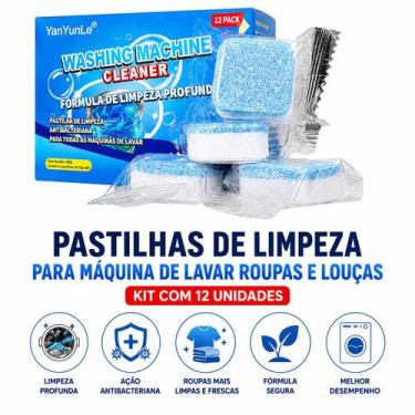 Imagem de Pastilha Tablete Limpeza Máquina Lavar Roupa Louça Kit 12 Un - genéric