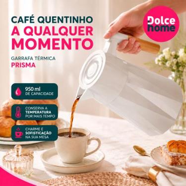 Imagem de Garrafa Térmica 950ml Prisma Branca Para Chás/café - DOLCE HOME