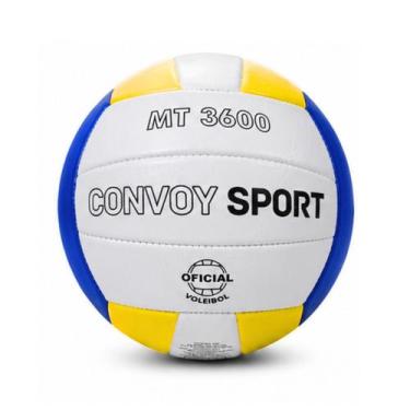 Imagem de Bola De Voleibol PVC Tamanho Oficial 5 Convoy Premium -, Amarelo, Azul