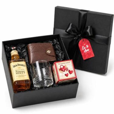 Imagem de Cesta Whisky 375ml com Copo, Carteira Kit Presente Masculino Aniversár