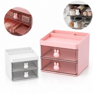 Imagem de Organizador de Mesa Yeet Coelhinho com 2 Gavetas Empilhável Plástico PP 15 X 13 X 11 cm