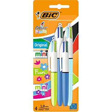 Imagem de BIC Pacote com 4 canetas para família – Pacote variado de 4 canetas no total (2 tamanhos originais e 2 tamanhos mini) – Mistura de tintas coloridas originais e da moda