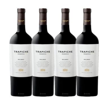 Imagem de Kit 4 Garrafas Vinho Argentino Reserva Trapiche Malbec 750ml