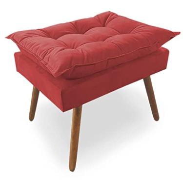 Imagem de Puff Decorativo Opala com Enchimento de Fibra e Flocos no Tecido Suede Liso - NET DECOR (VERMELHO)