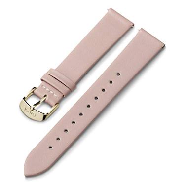 Imagem de Timex Pulseira de couro legítimo de 18 mm – Rosa com fivela dourada, Rosa/dourado