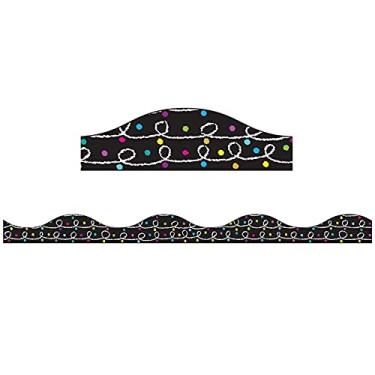 Imagem de Borda magnética, laços de giz brancos com pontos de giz coloridos em preto, 12 pés