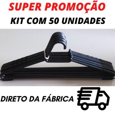 Imagem de Cabide Adulto Preto Kit Com 50 Unidades