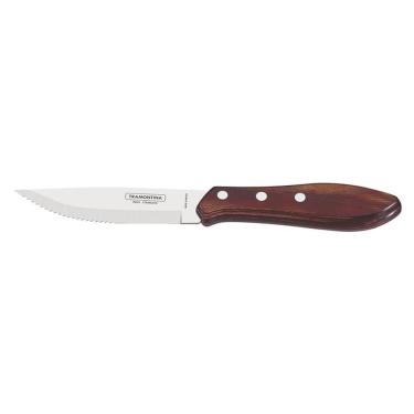 Imagem de Kit 6 Faca Para Churrasco Jumbo 5 Polywood Vermelho Lamina De Aco Inox E Cabo De Madeira Tramontina