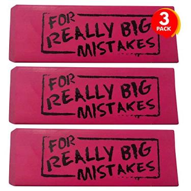 Imagem de ArtCreativity Borrachas de erro rosa para crianças, pacote com 3, borrachas de cunha realmente grandes, borracha de lápis gigante de 14 cm, artigos de papelaria legais de volta às aulas para meninos e meninas, presentes engraçados para adultos