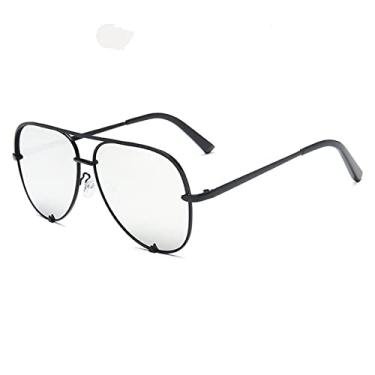 Imagem de Óculos de sol de aviação clássico de metal feminino moda liga piloto óculos de sol masculino lente gradiente sombras de condução senhoras uv400, prata preta, como imagem