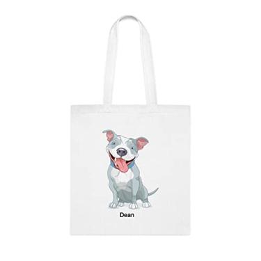 Imagem de Bolsa Pit Bull Dean, presente Pit Bull, bolsa de ombro Pit Bull, sacos reutilizáveis Pit Bull, ideia de presente de cesta de Natal de aniversário, presente para ela, presente para
