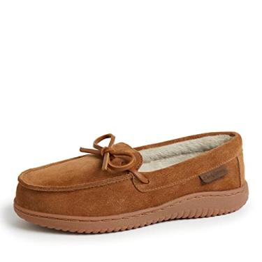 Imagem de Dearfoams Mocassim feminino Wilmington Energy Return confortável para uso interno/externo de espuma viscoelástica com gravata, Camurça castanha, Small