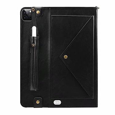 Imagem de ZiEuooo Capa de couro envelope de personalidade exclusiva compatível com Apple Tablet com alça de carteira de cartão de mão para iPad Air 1 2 3 Mini 1 2 3 4 5 (preto, iPad Mini 3 7.9) 2014