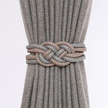 Imagem de Gravata de cortina de nó chinês luz de luxo simples fivela de cortina ímã cinto de gravata decoração de janela suportes de cortina tiebacks de cortina, T6,4 pcs