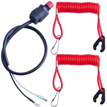 Imagem de MWMNUN Cordão de popa de barco universal para matar motor interruptor de parada urgente/cordão de segurança 2 peças compatíveis com motores de popa YamahaTohatsu Honda, ATV Boat Bike