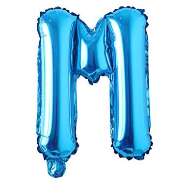 Imagem de Balões de festa de aniversário azul de 101,6 cm, decorações de casamento, alfabeto, letras de hélio, balões de hélio, suprimentos para chá de bebê (101,6 cm, azul puro M)