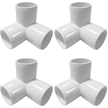 Imagem de TOMEEX 3way 2,54 cm acessórios de PVC cotovelo cruzado de canto 90 graus para tubo de galpão de estufa, T de conexão de tenda, nível de construção de móveis SCH40 [pacote com 4]