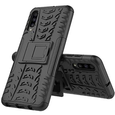 Imagem de Capa protetora ultra fina para Samsung Galaxy A70/A70S, TPU + PC Bumper Hybrid Militar Grade Rugged Case, Capa de telefone à prova de choque com capa traseira de telefone com suporte (Cor: preto)