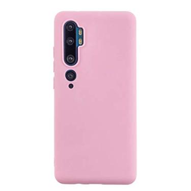 Imagem de MOONCASE Capa para Xiaomi Mi Note 10, capa de silicone macio ultrafina, cor pura, dobrável, textura fosca, à prova de choque para Xiaomi Mi Note 10/Note 10 Pro/CC9 Pro 6,5" (rosa escuro)