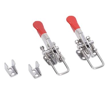 Imagem de Grampo de alternância, 2 peças de braçadeiras de manopla para segurar ferramenta de mão vermelha antiderrapante trava de liberação rápida, braçadeiras de interruptor