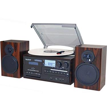 Imagem de Boytone BT-28MB, toca-discos estilo clássico Bluetooth com rádio AM/FM, CD / Cassette Player, 2 alto-falantes estéreo separados, gravação de vinil, rádio e cassete para MP3, slot SD, USB, AUX