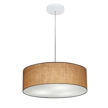 Imagem de Lustre Pendente Cilíndrico Cúpula Tecido 40x15 cm, Vivare Iluminação, Pendente4132 LP, Palha, Médio