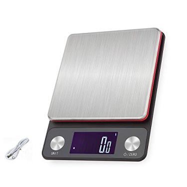 Imagem de balanças de cozinha de carga usb, balanças elétricas, balanças eletrônicas de cozinha balanças alimentares digitais de aço inoxidável com função de tara retroiluminada lcd