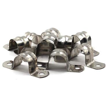 Imagem de M35 304 Correia de tubo de aço inoxidável de dois furos, alça de tubo com clipe de tensão (20 peças)