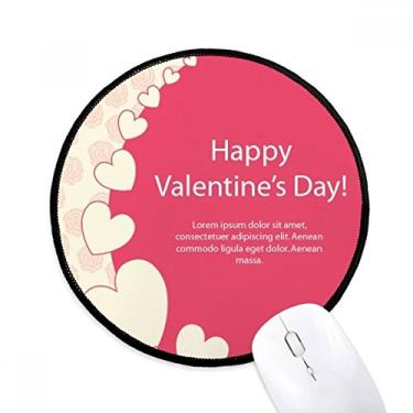 Imagem de Mouse pad branco rosa Happy Valentine's Day Tapete redondo para escritório para computador