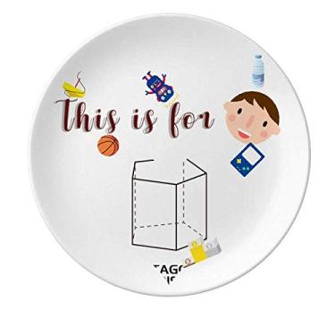 Imagem de Prato de porcelana de prisma pentagonal geométrico Matemático para jantar redondo Prato menino homem