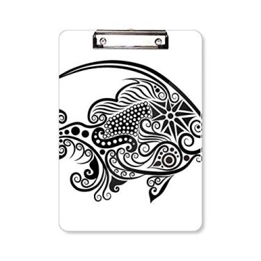 Imagem de Desenho de linha padrão de peixe prancheta pasta bloco de escrita placa de suporte A4