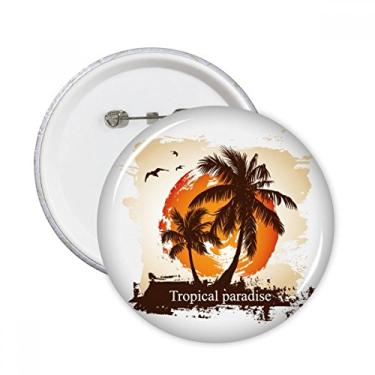 Imagem de Ilustração de padrão de coqueiro de praia com alfinetes redondos, emblema, decoração de roupas, 5 peças, presente