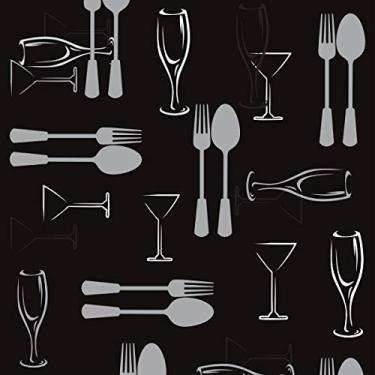 Imagem de Papel De Parede Lavável Talheres Com Fundo Preto 9m