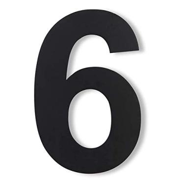 Imagem de Placa de porta flutuante 3D de 15 cm com número de placa de casa 0-9 letras AB, placa de porta grande de aço inoxidável preto fosco, montagem com parafuso, antiferrugem durável