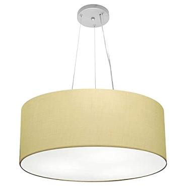 Imagem de Lustre Pendente Cilíndrico Cúpula Tecido 50x21 cm, Vivare Iluminação, Pendente4047 LA, Algodão Cru, Médio