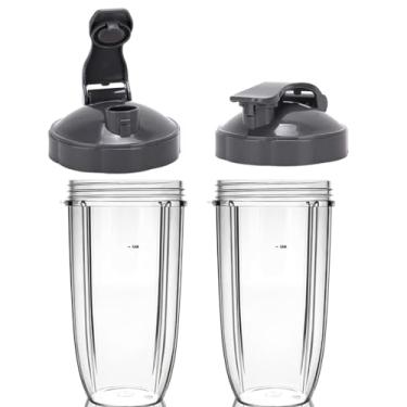 Imagem de Copos de reposição para liquidificador original NutriBullet Pro 900 c/ 600 W, copo de 946 ml com tampa flip para viagem - pacote com 2